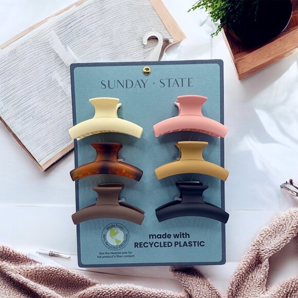 NEW Sunday State - Set of 6 Mini Claw Clips - Neutral Matte Multi - Picture 1 of 5